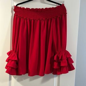 Red off the shoulder blouse